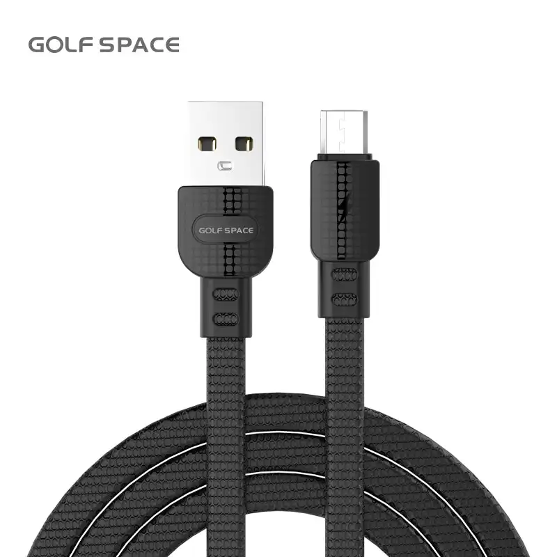 1 Meter 3A Flat Micro USB Fast Charging Data Cable Golf Space SL02 Black