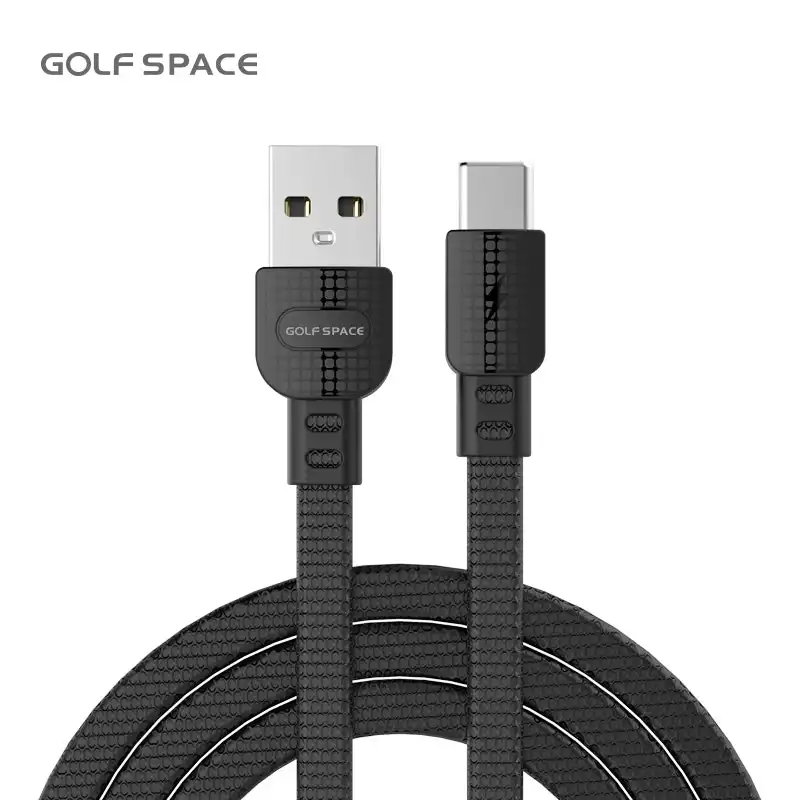 1 Meter 3A Flat Type-C Fast Charging Data Cable Golf Space SL02 Black