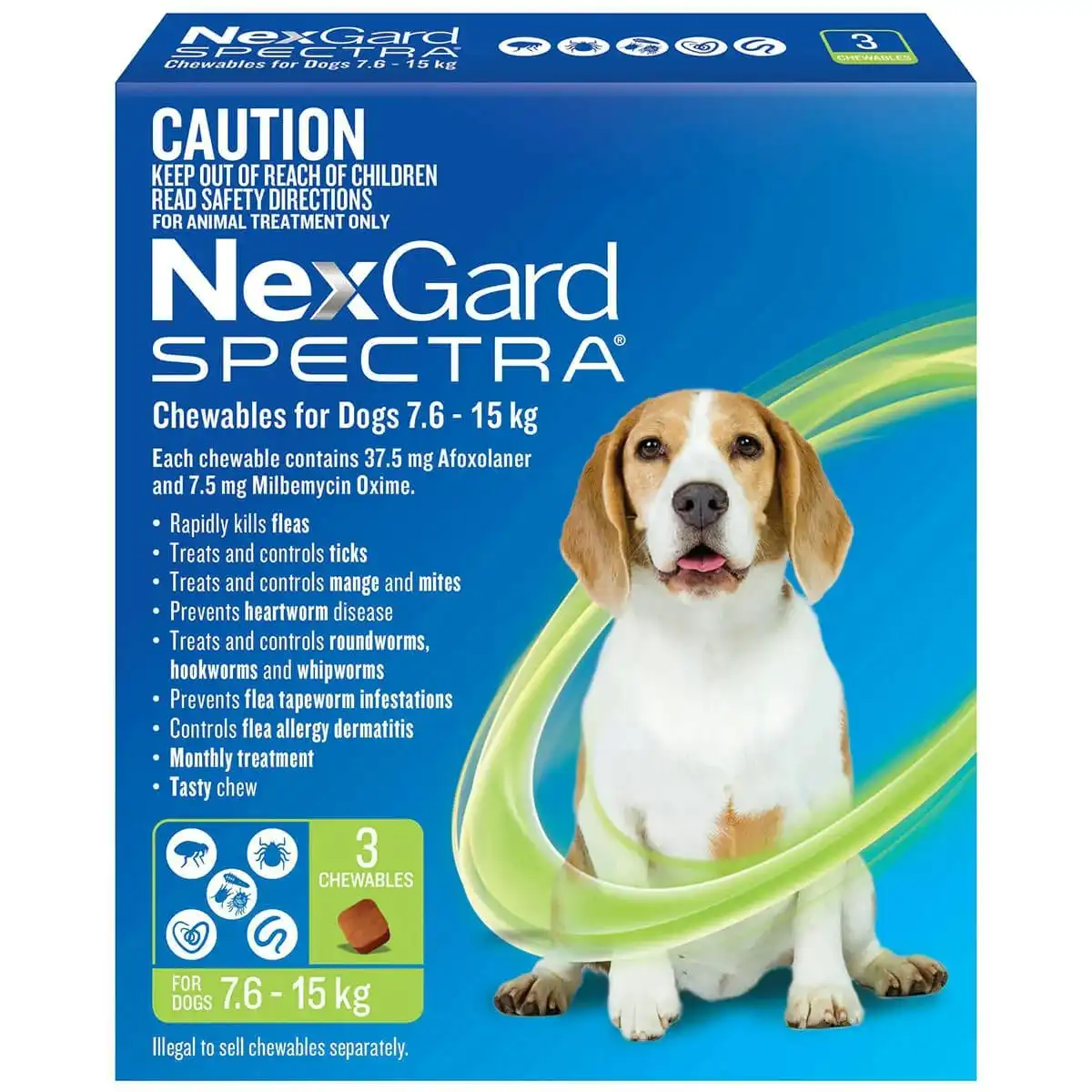 NexGard Spectra Chews For Medium Dogs 7.6-15kg - 3pk