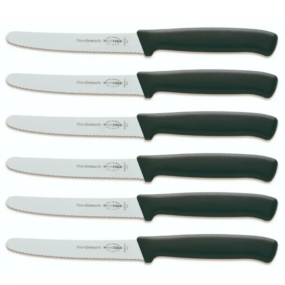 F DICK Fdick Micro Serrated Utility Steak Knives Knife Tomato Black X 6