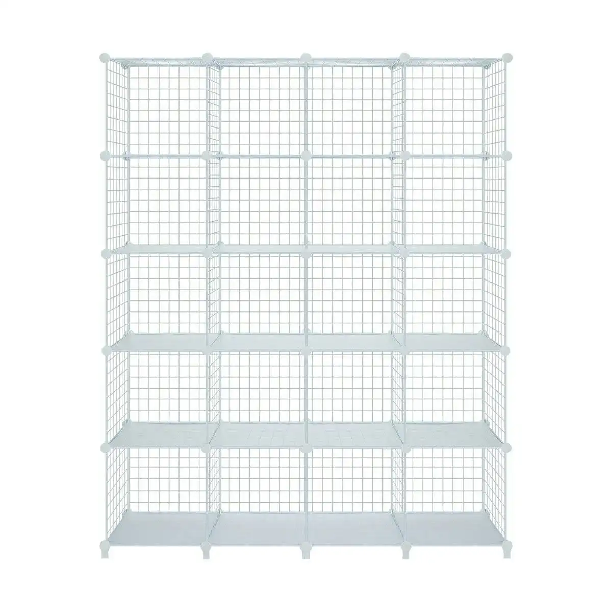 Ausway 20 Cubes Metal Wire Grid Storage Shelf Modular Organizer DIY Storage Rack White