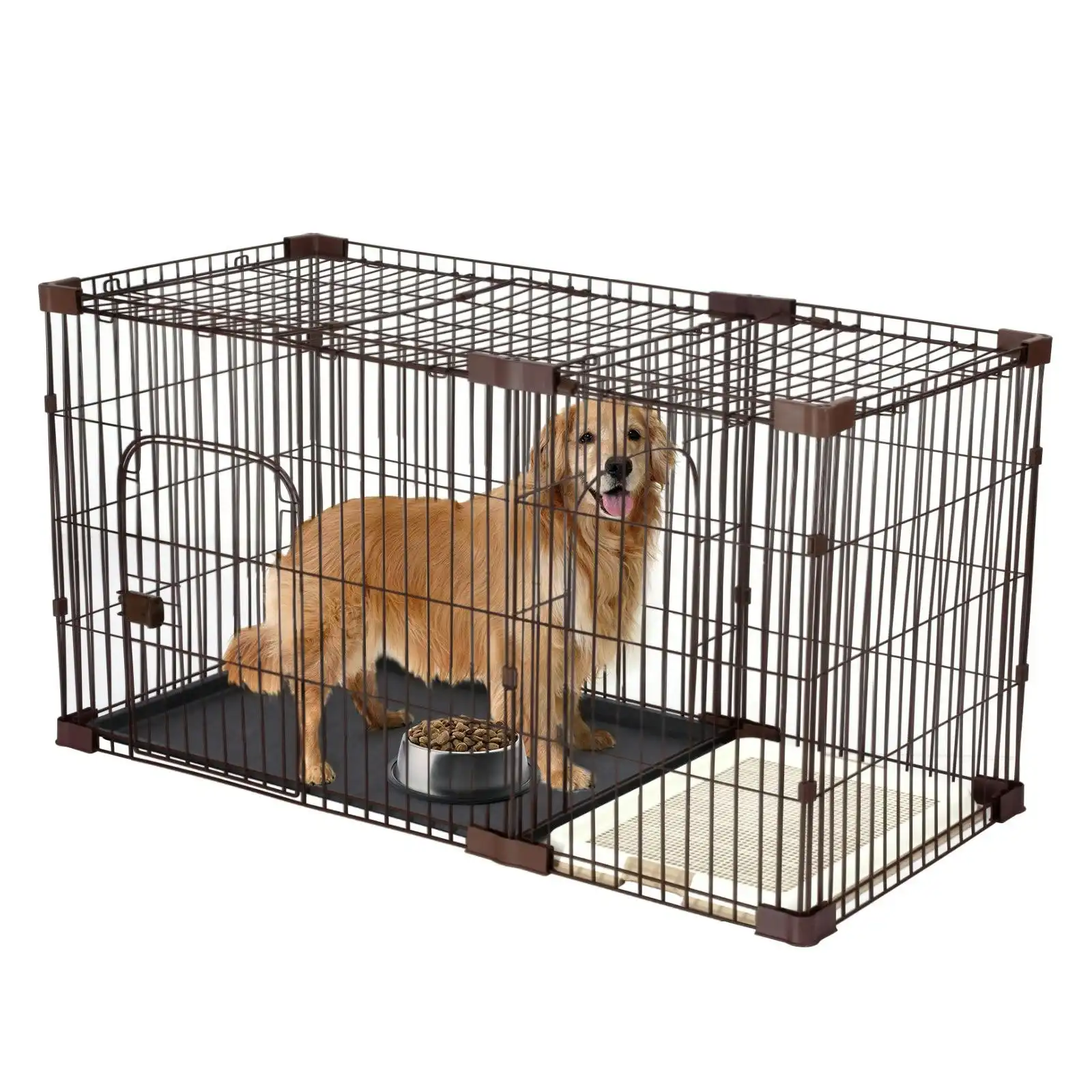 Pet Scene Dog Cage Crate Cat Kennel Doggy Playpen Puppy Enclosure Pet Home House Toilet Tray Wired XL