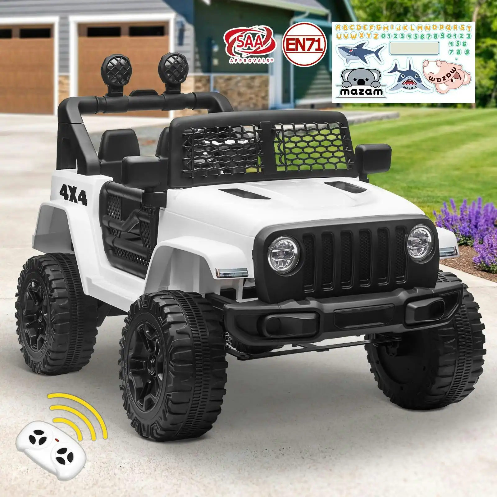 Mazam Kids Ride On Car Electric Toys Jeep 12V Remote Vehicle Car Gift White