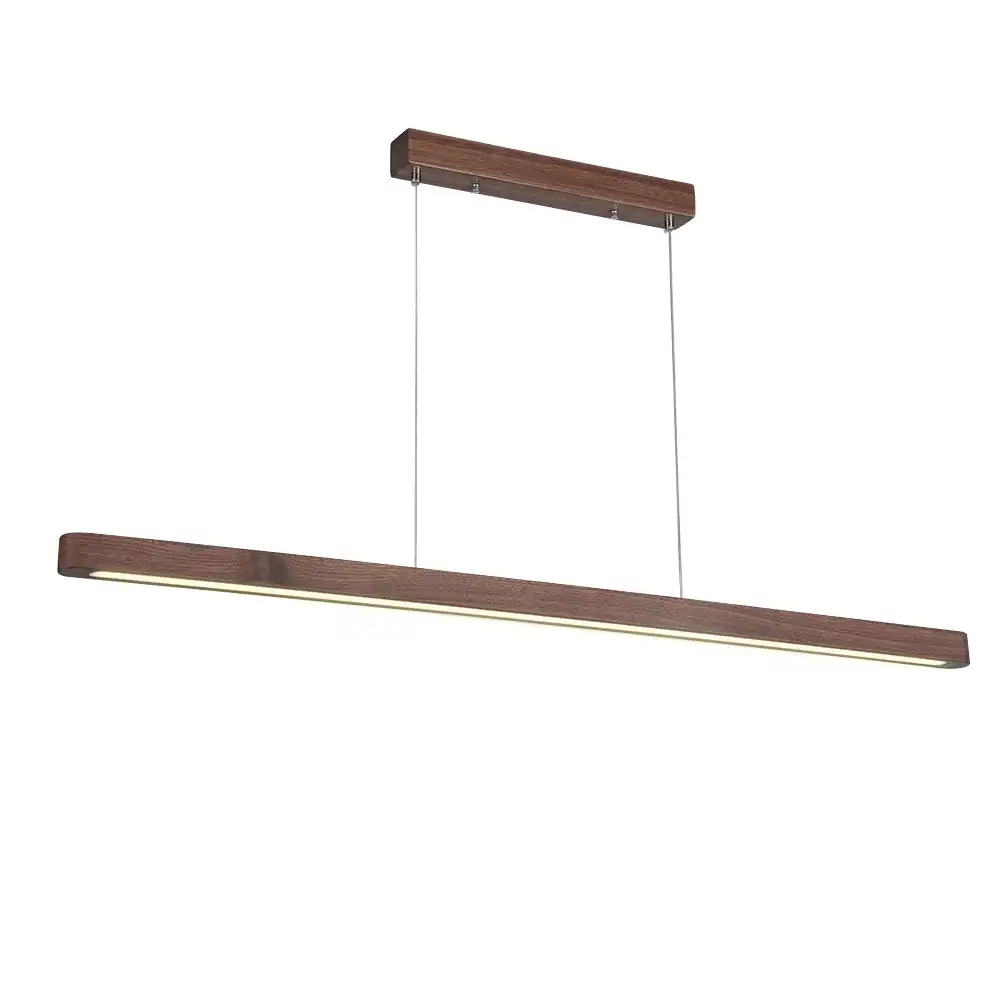 Krear 150CM Wooden Pendant Light LED Strips Linear Lighting Oval Dark Walnut