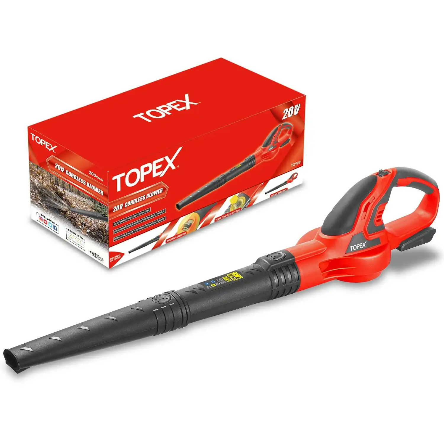 Topex 20V Cordless Leaf Blower 200Km/h Garden Dust Lightweight Skin Only without Battery