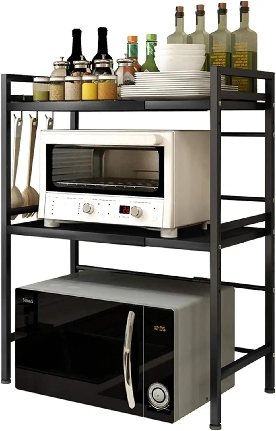 Microwave Shelf Stand Kitchen Storage Organizer Black