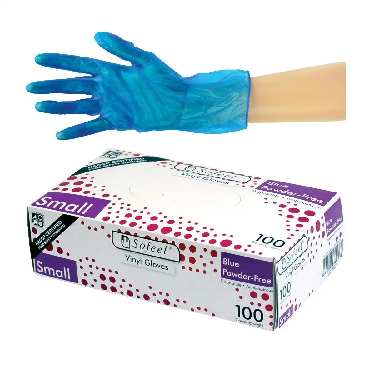 Sofeel Vinyl Powder Free Gloves 4.0g Small Blue 100 Box x10