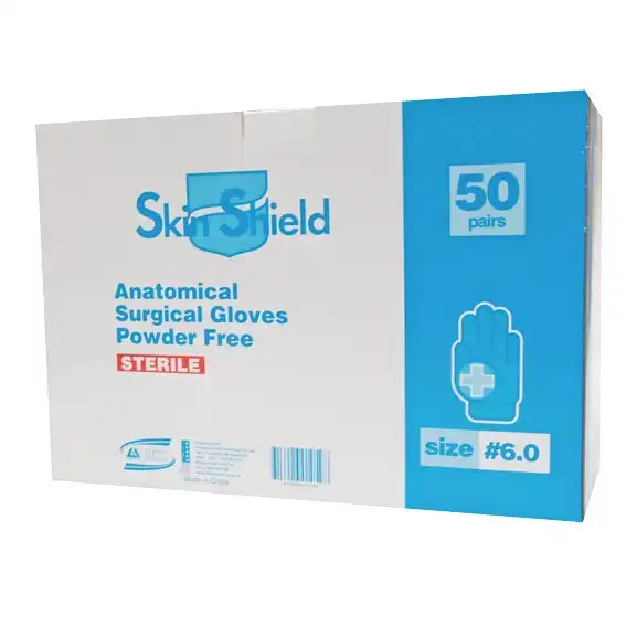 Skin Shield Latex Surgical Powder Free Gloves Sterile size 8.0 50 Pair Box