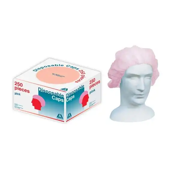 Livingstone Disposable Bouffant Hairnet Cap Pink Double Elastic 21 inches 250 Dispenser