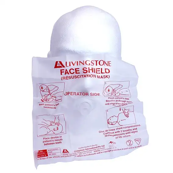 Livingstone Resuscitation CPR Barrier Face Shield with Non Return Valve Mouthpiece