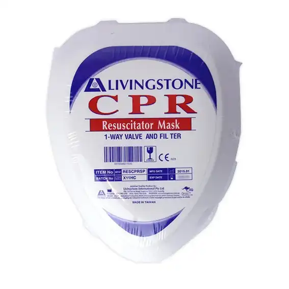 Livingstone CPR Cardio Pulmonary Resuscitation Mask 1-Way Valve and Filter