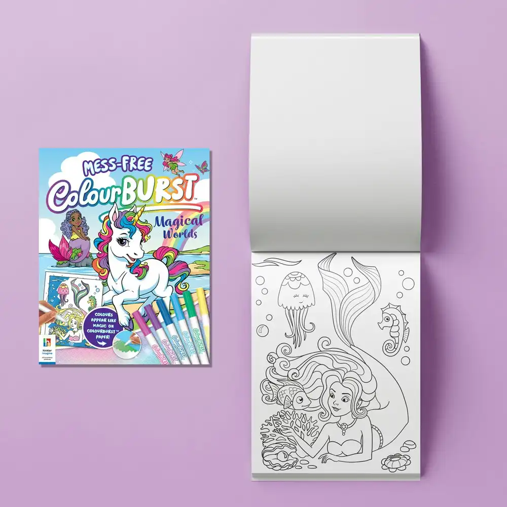 2x Inkredibles Colour Burst Magical Worlds Kids Colour Kit w/16 Pages/6 Markers