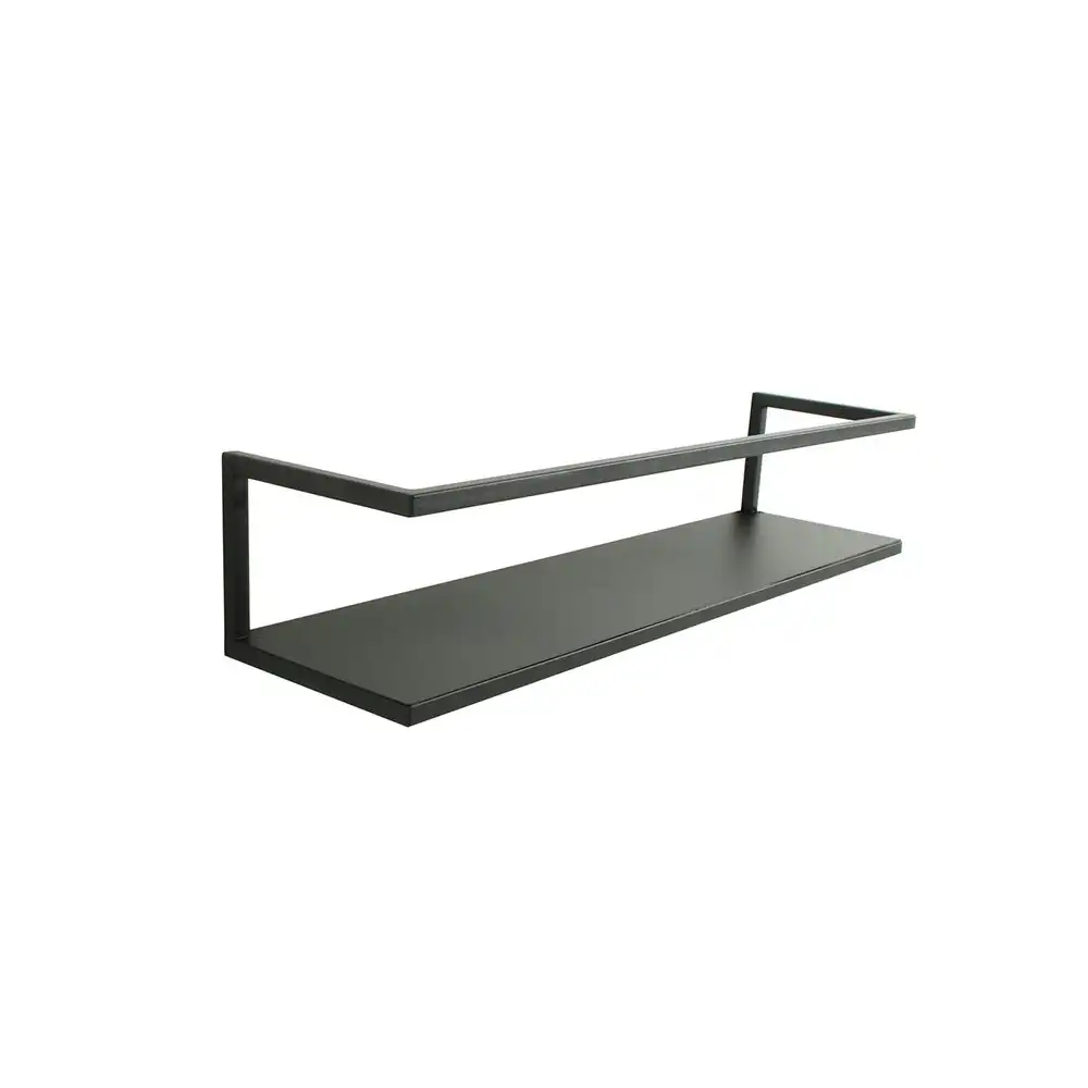 Maine & Crawford Mackenzi 50x30cm Metal Shelf w/ Rail Rack Bath Storage Black