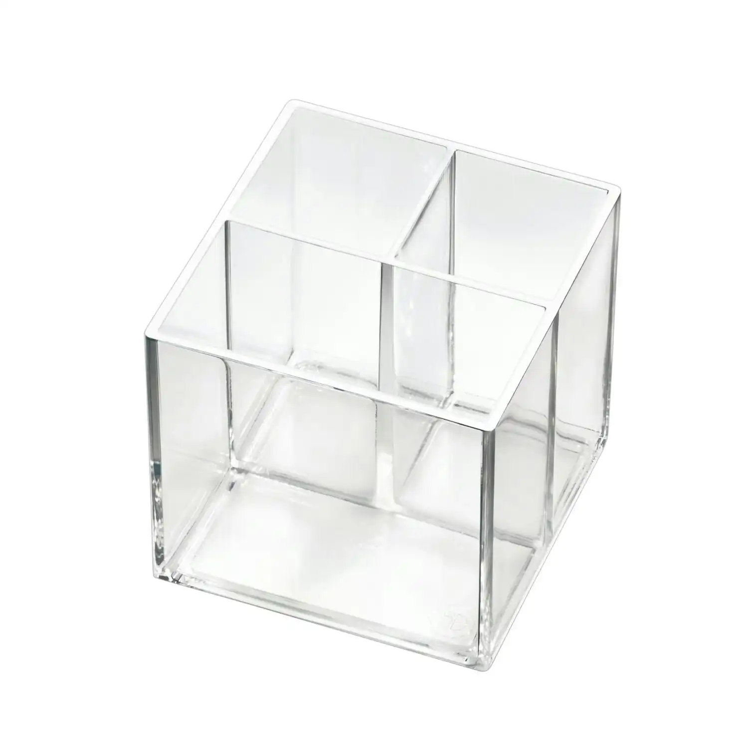Idesign 10.79x10.16cm Cosmetic Cube Makeup Holder Organiser Clear/Matte White