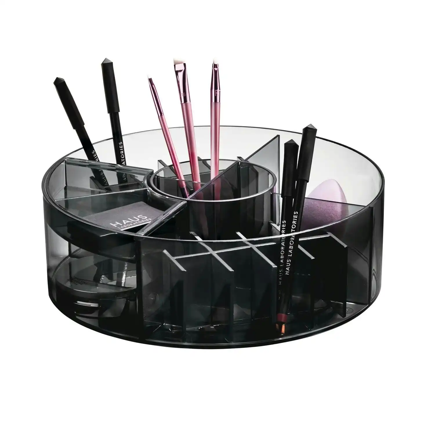 Idesign 25.4cm Cosmetic Carousel Makeup Storage Organiser Smoke/Matte Black