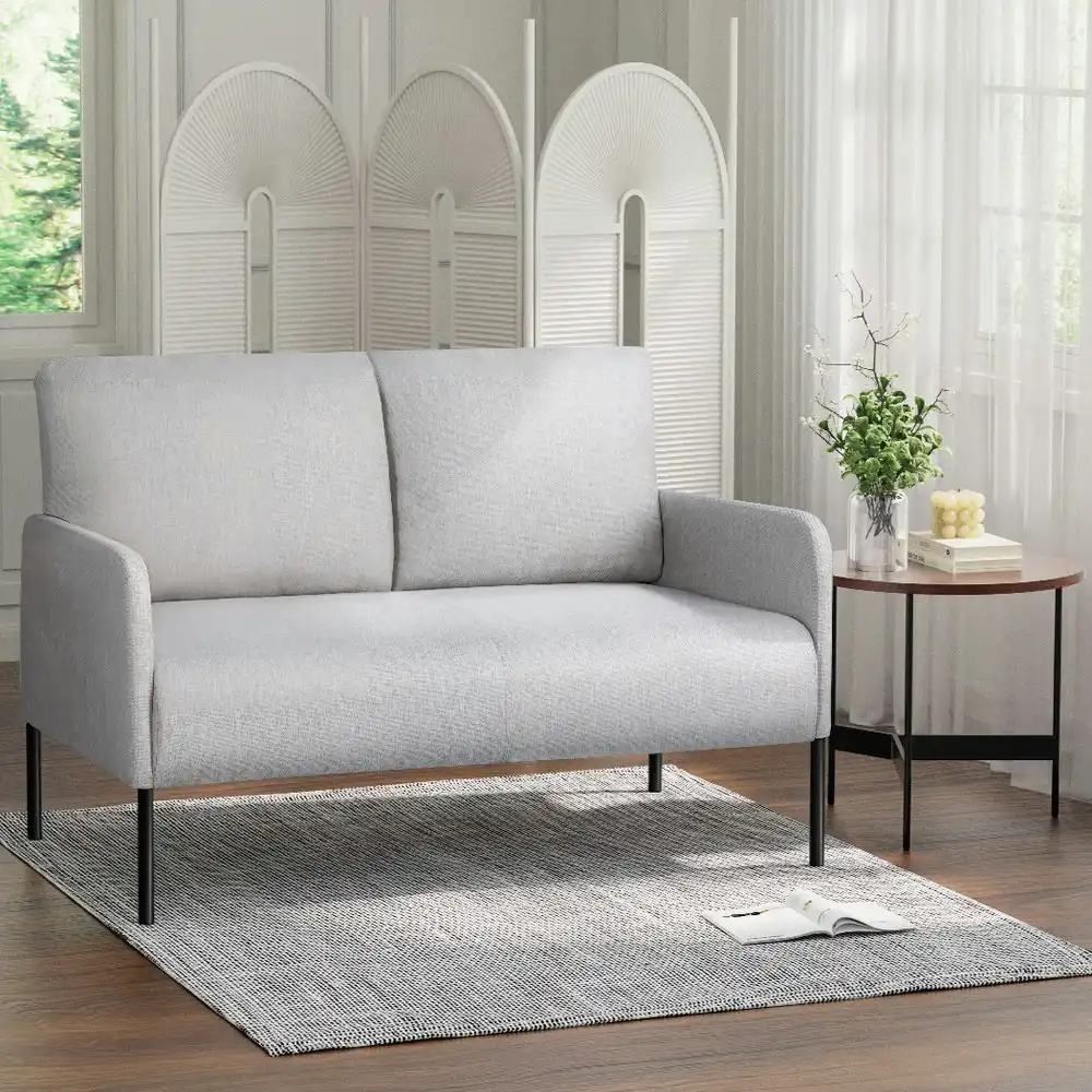 Artiss 2-Seater Sofa Armchair Grey Linen Fabric Kane