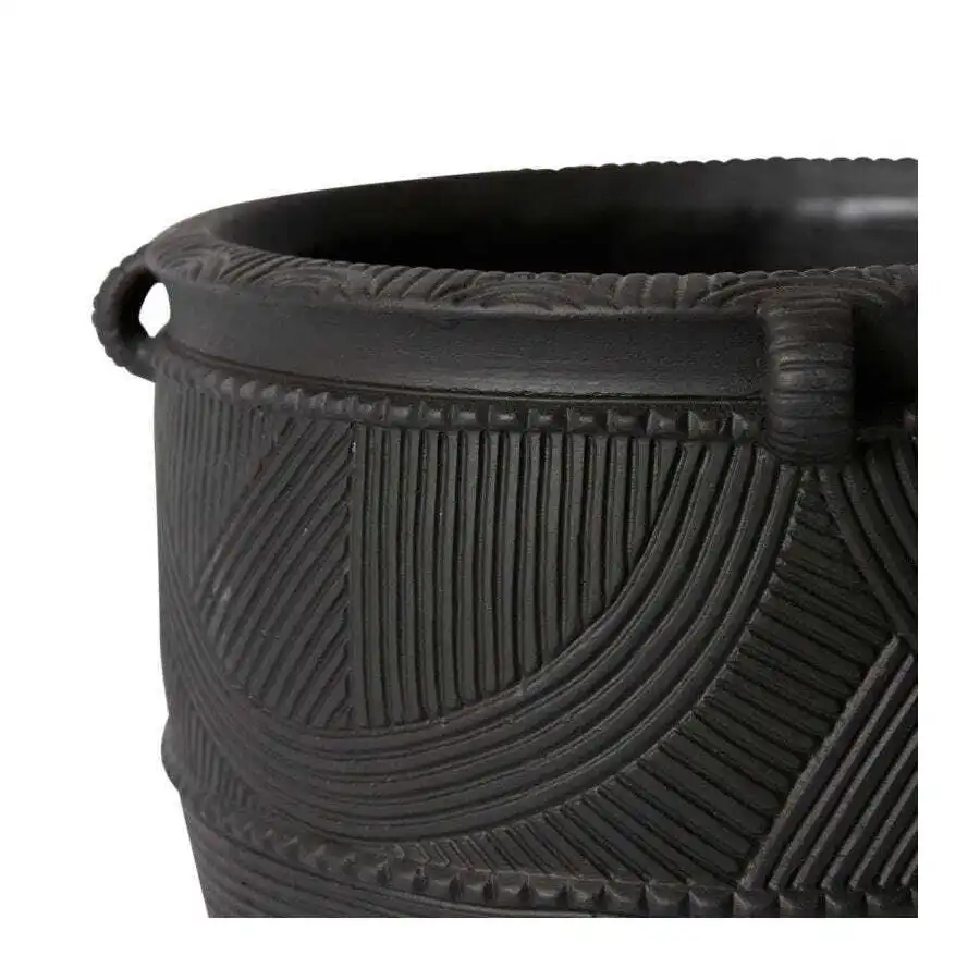 E Style Izaak 26cm Cement Plant Pot Home Decorative Planter Round Black