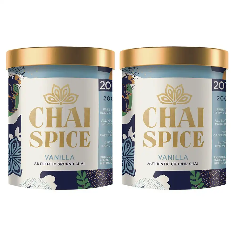 2 x Chai Spice Chai Vanilla Spiced Smooth Pure Tea Hot Drink Blend Ground Tub