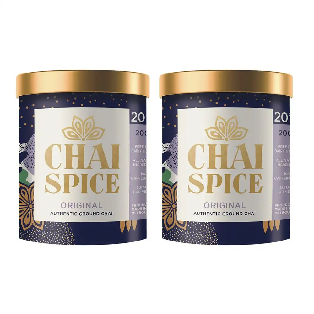2 x Chai Spice Original Flavour Caffine Free Hot Drink Blend Tea Ground Tub