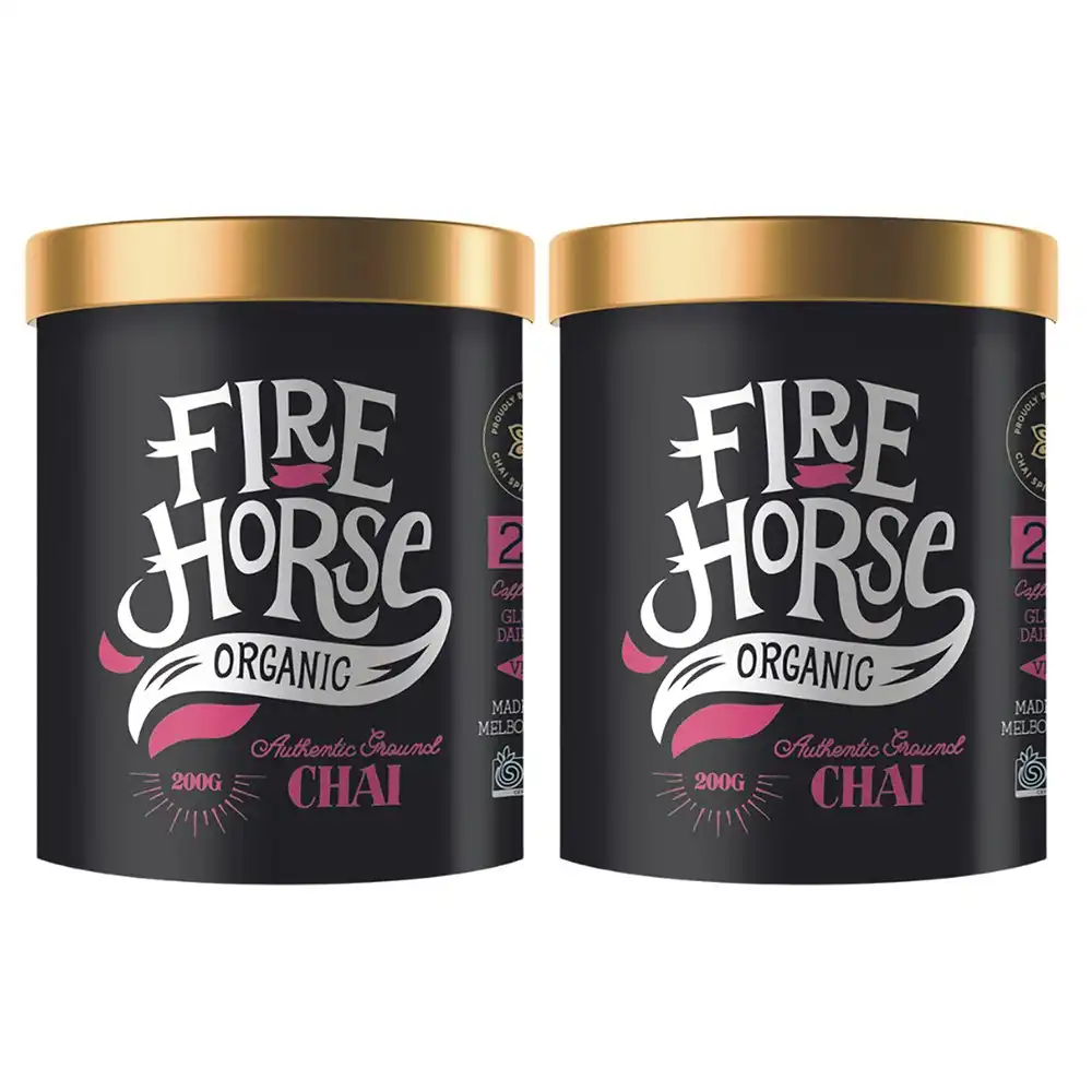 2 x Fire Horse Organic Chai Tea/Latte Hot Drink Mix Caffine Free Ground Tub