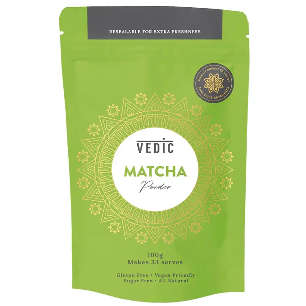 Vedic Matcha Powder Vegan Friendly Delicious Sugar Free Hot Drink Mix 100G