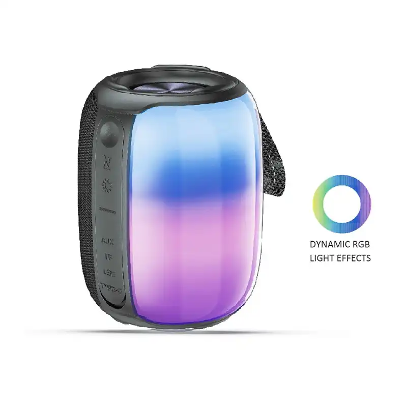 Philex Portable Bluetooth Speaker w/ Dynamic RGB Lighting Effects 1800mAh Black