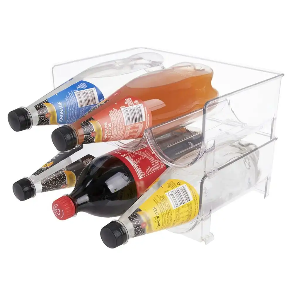 Bartender 2-Tier Wine Bottle Rack 29cm Plastic Organiser Storage Holder Clear