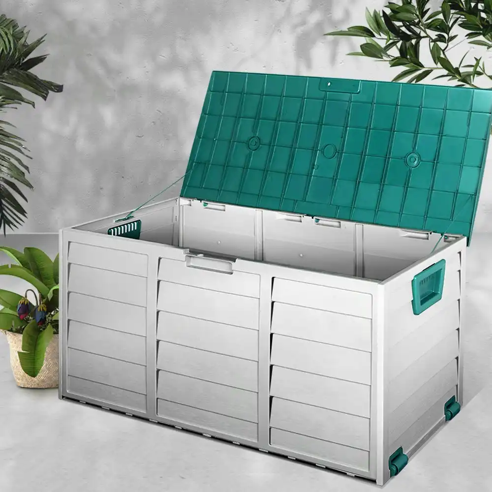Gardeon 290L Outdoor Storage Box Lockable Cabinet Garden Toy Deck Shed Green