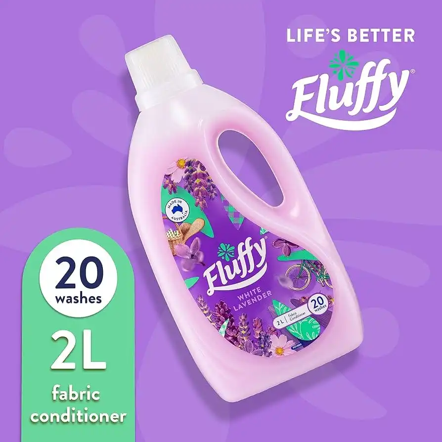 Fluffy Regular Liquid Fabric Softener Conditioner white lavender 2L