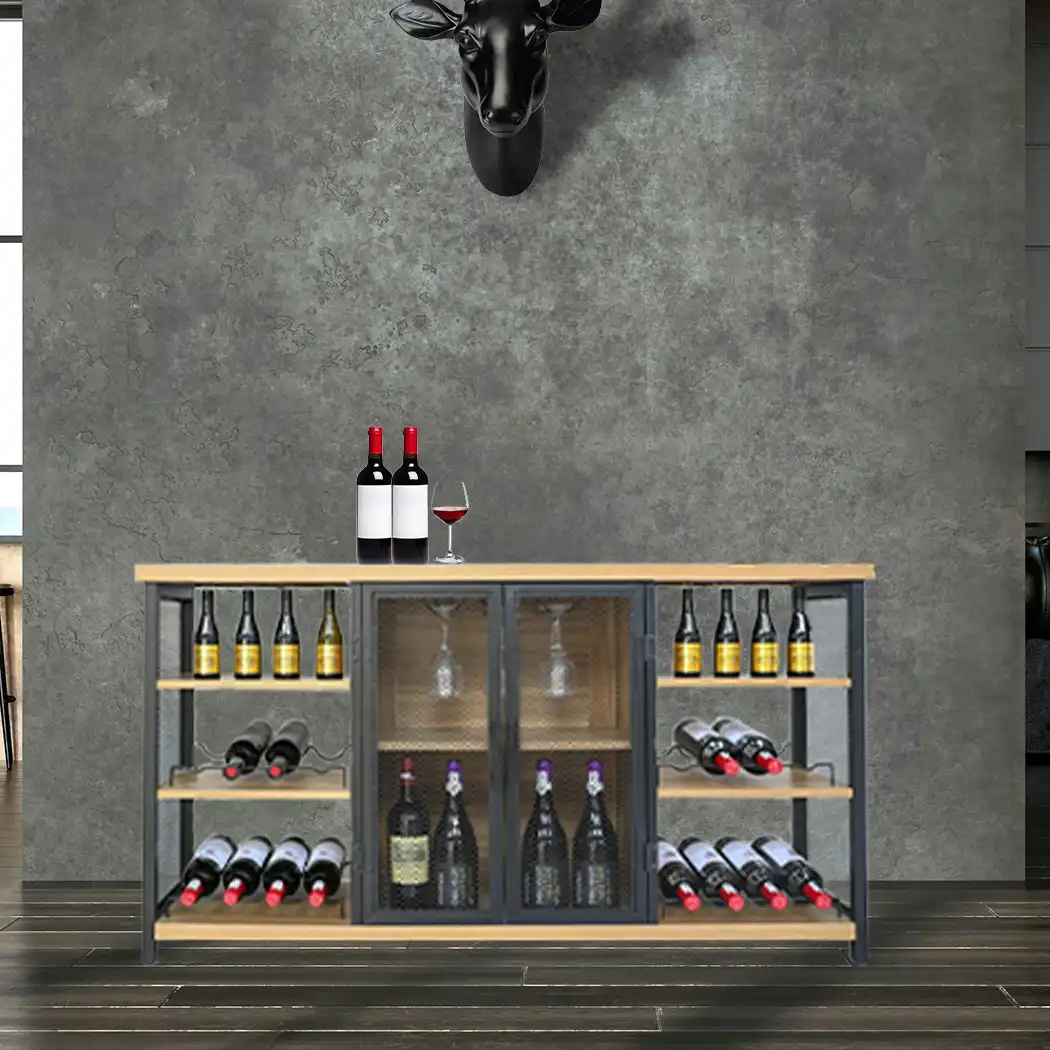 Levede Bar Cabinet Buffet Sideboard Industrial Wine Steamrack Glasses 140CM (CH1076)