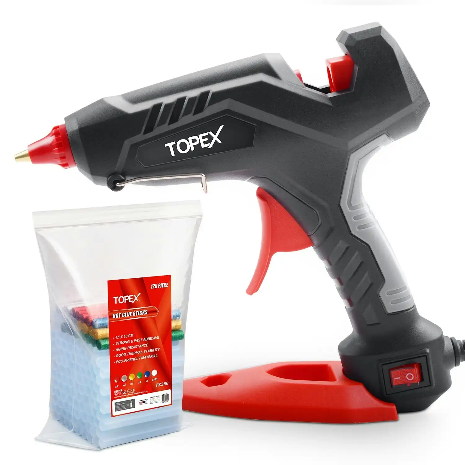 Topex 100w Glue Gun & 130 PCS 11mm Sticks Heavy Duty 100W Hot Melt Glue Gun Electric Heating Craft