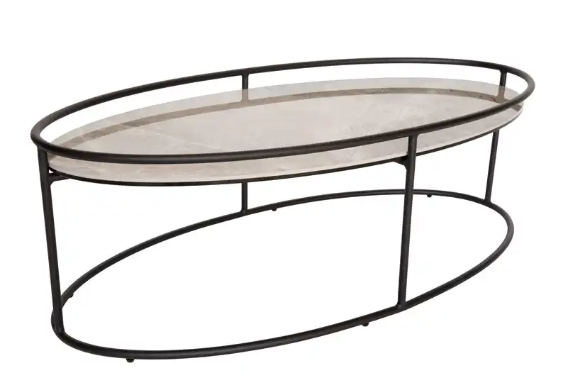 Royce Collection | Oval Glass-Ceramic Coffee Table | Grey & Black