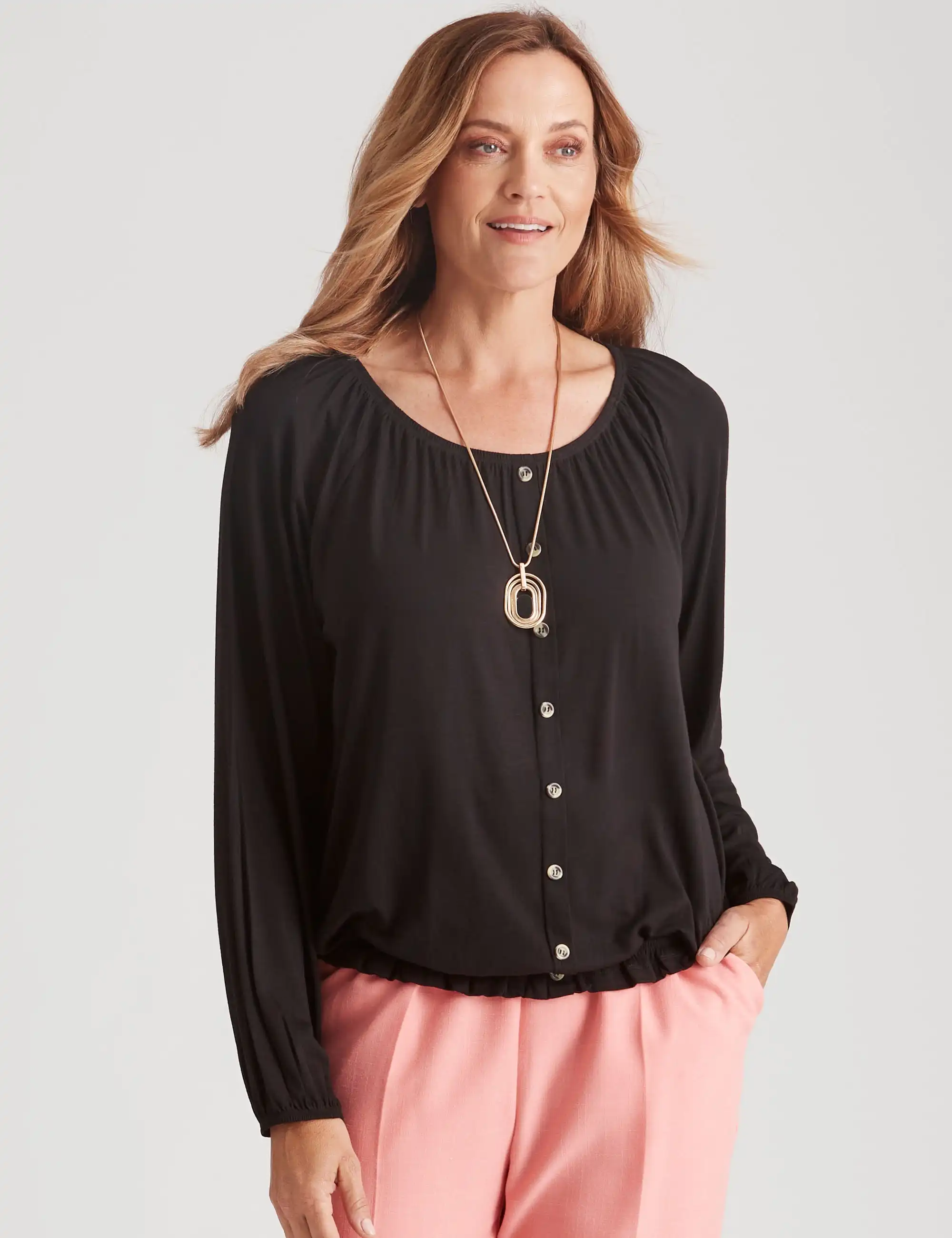 Millers Long Sleeve with Gathered Hem Top