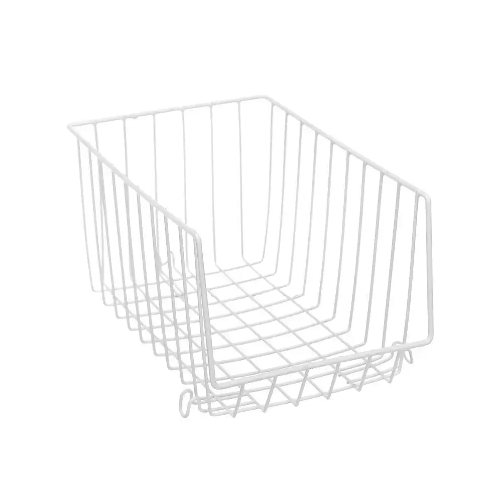 3x Boxsweden Wire Stackable Storage Basket 33cm Removable Organiser Holder Asst
