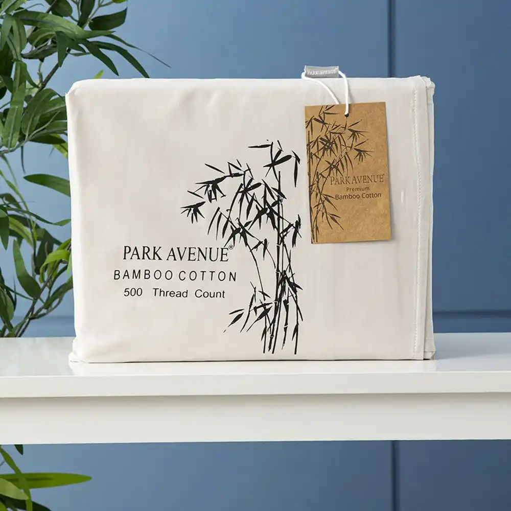 Park Avenue Split Queen Fitted Sheet Set/Pillowcases 500TC Bamboo Cotton Dove
