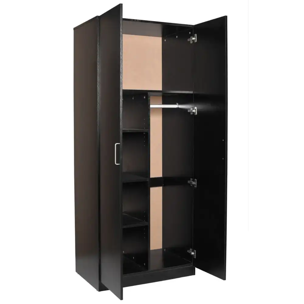 Jace 2-Door Multi-Purpose Wardrobe Closet Clothes Storage Cabinet - Black