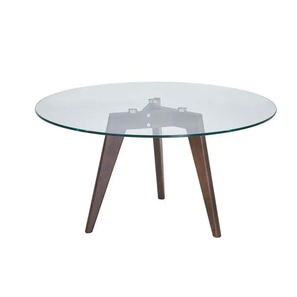 Kay Round Coffee Table - Glass Top - Dark Oak