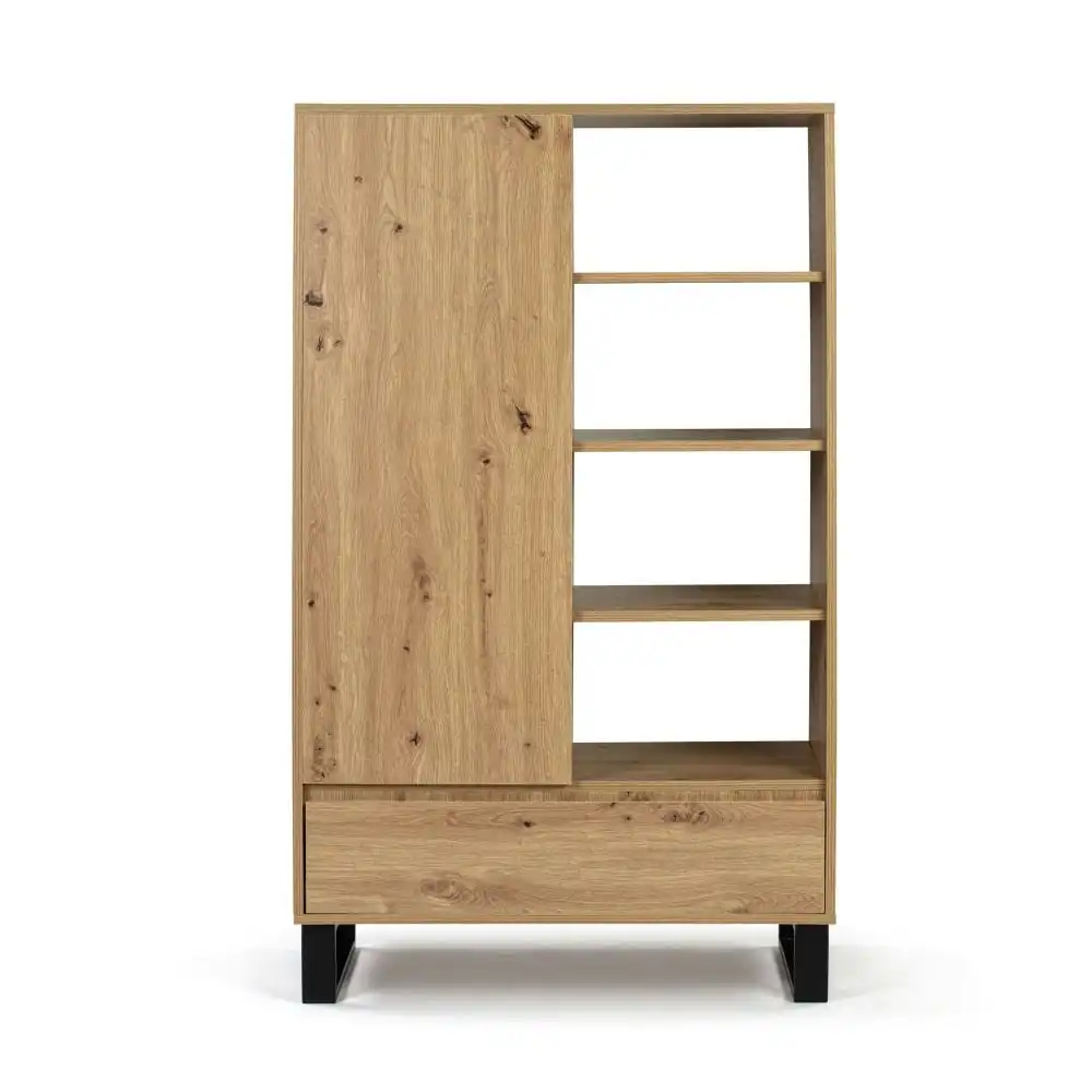 Cayman 4-Tier Bookcase Display Shelf Multi-Purpose Storage Cabinet - Oak/Black