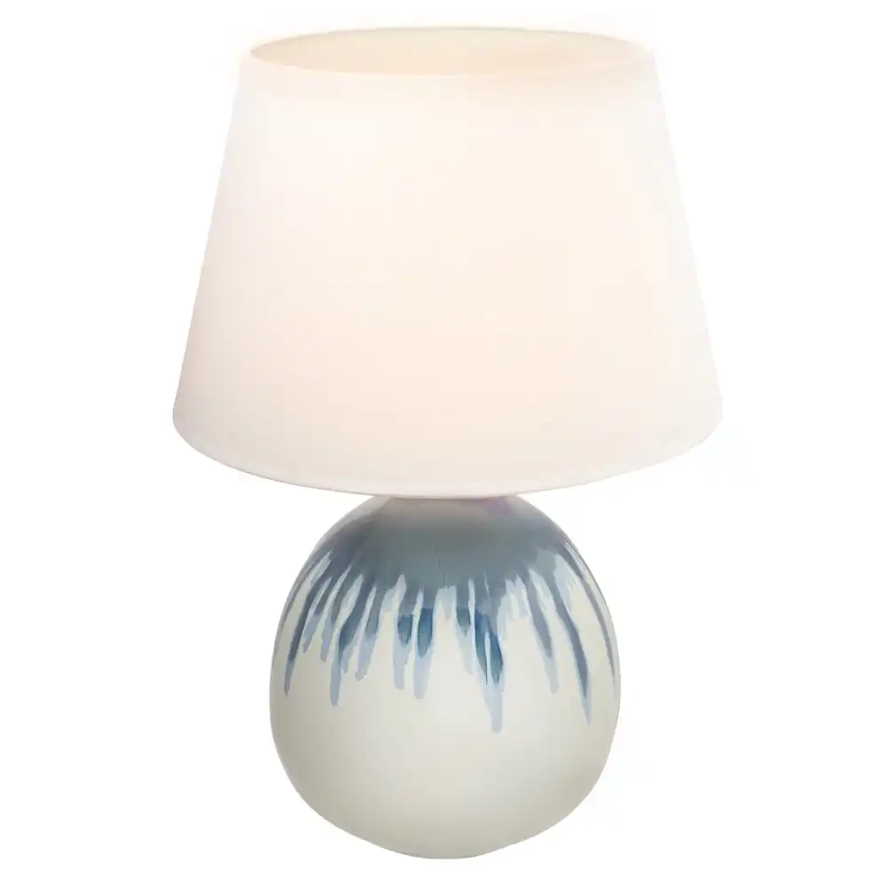 Chester Ceramic Table Desk Lamp Blue / White Base - White Linen Shade
