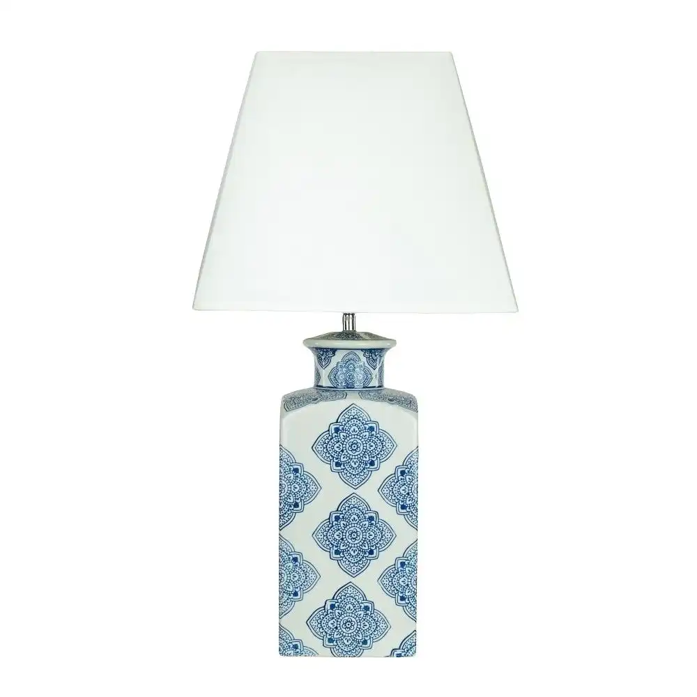 Mew Oriental Ceramic Base Table Desk Lamp - Blue / White