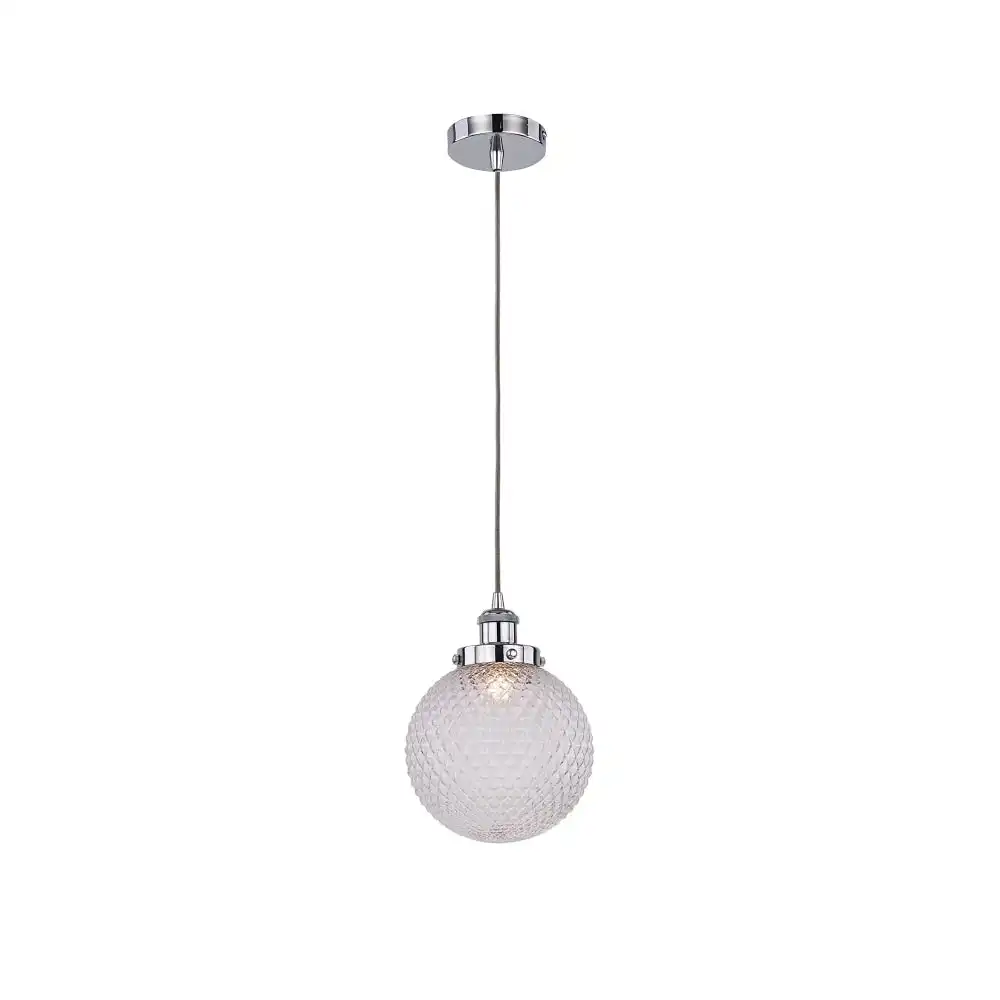 Carly Modern Glass Shade Pendant Lamp Light Small Chrome / Clear