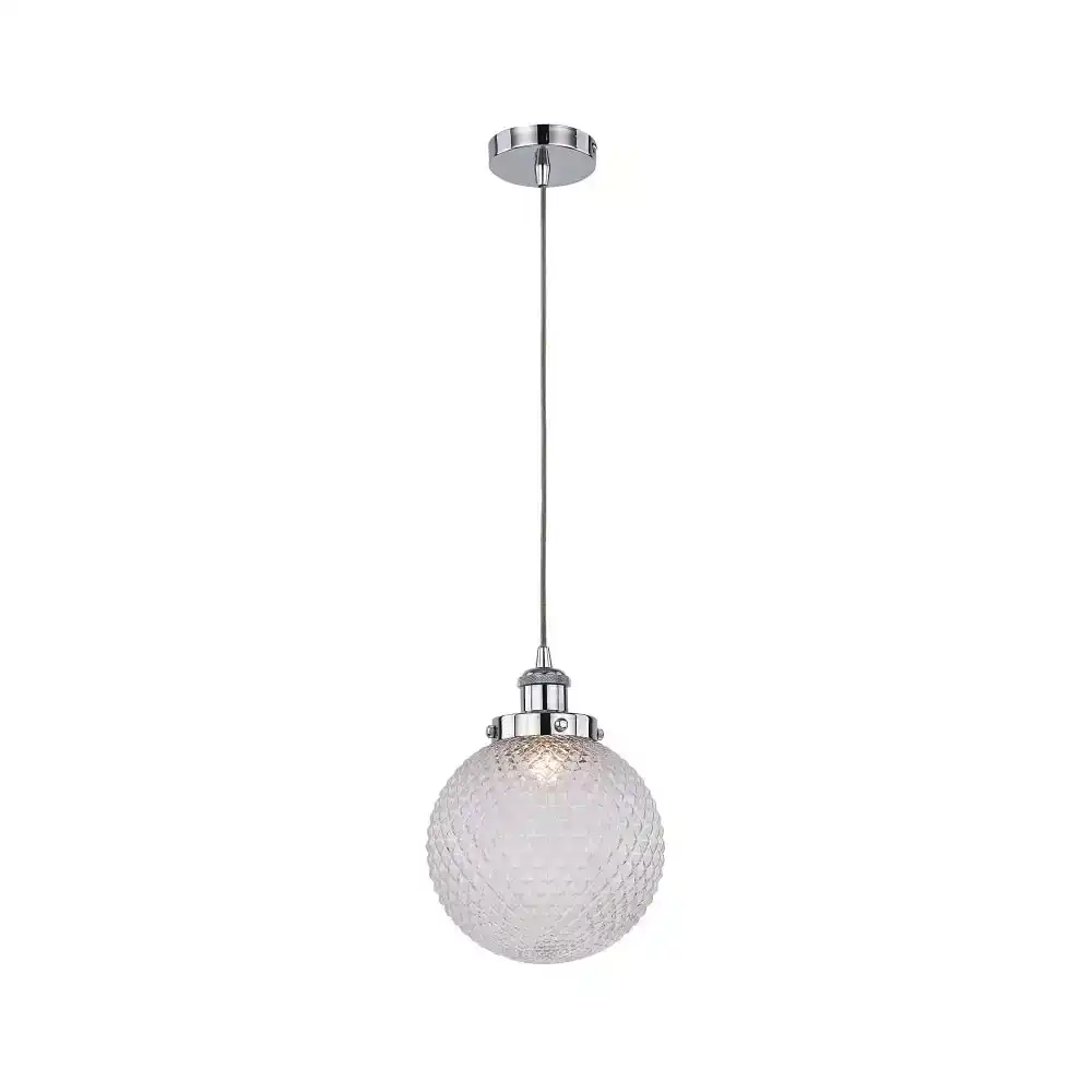 Carly Modern Glass Shade Pendant Lamp Light Large Chrome / Clear