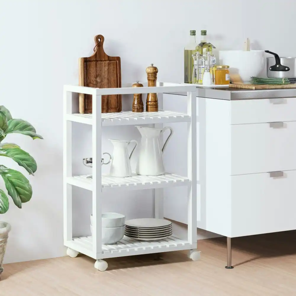 Amy Kitchen Trolley 3-Shelf Storage - White