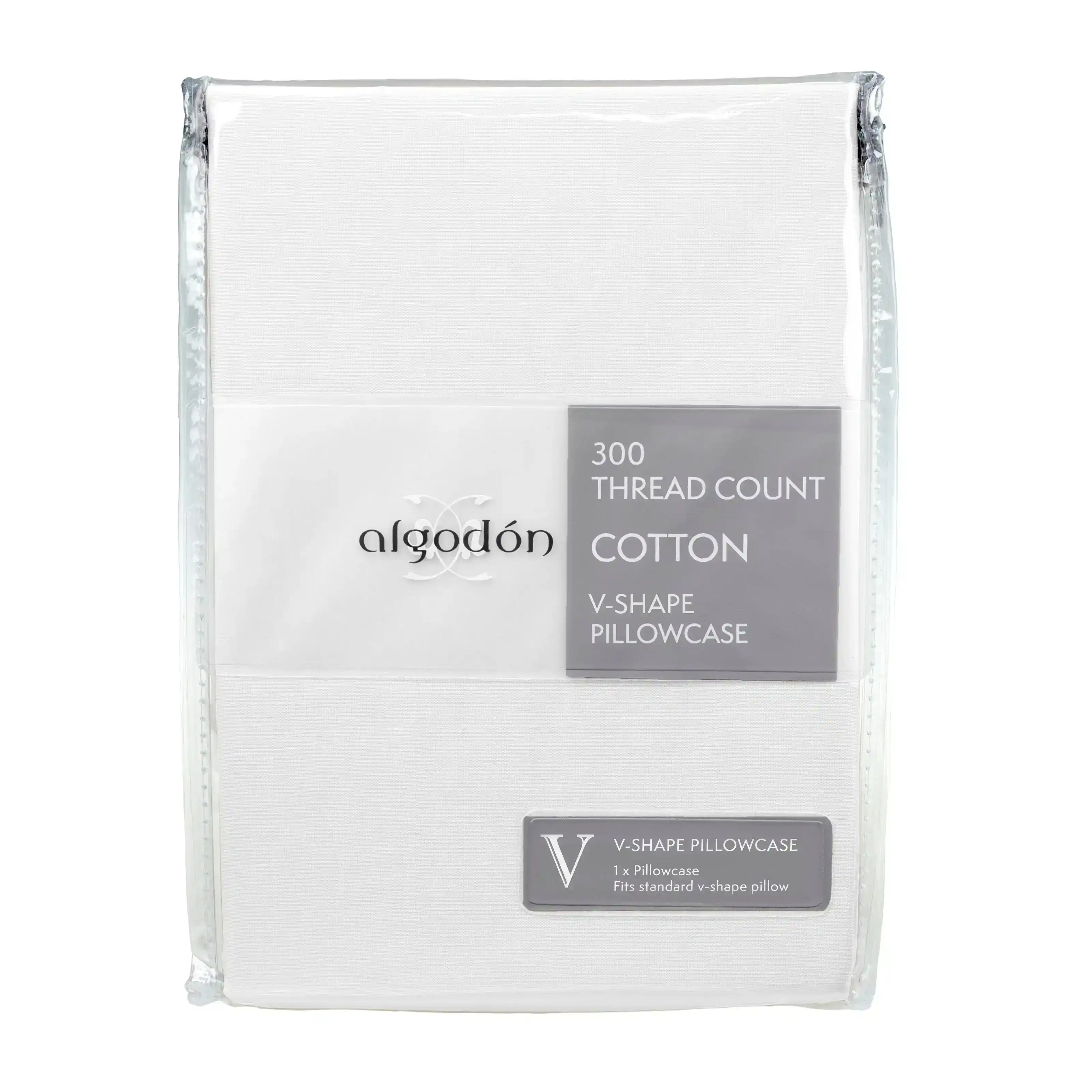 ALGODON "300TC Cotton" VSHAPE PILLOWCASE WHITE