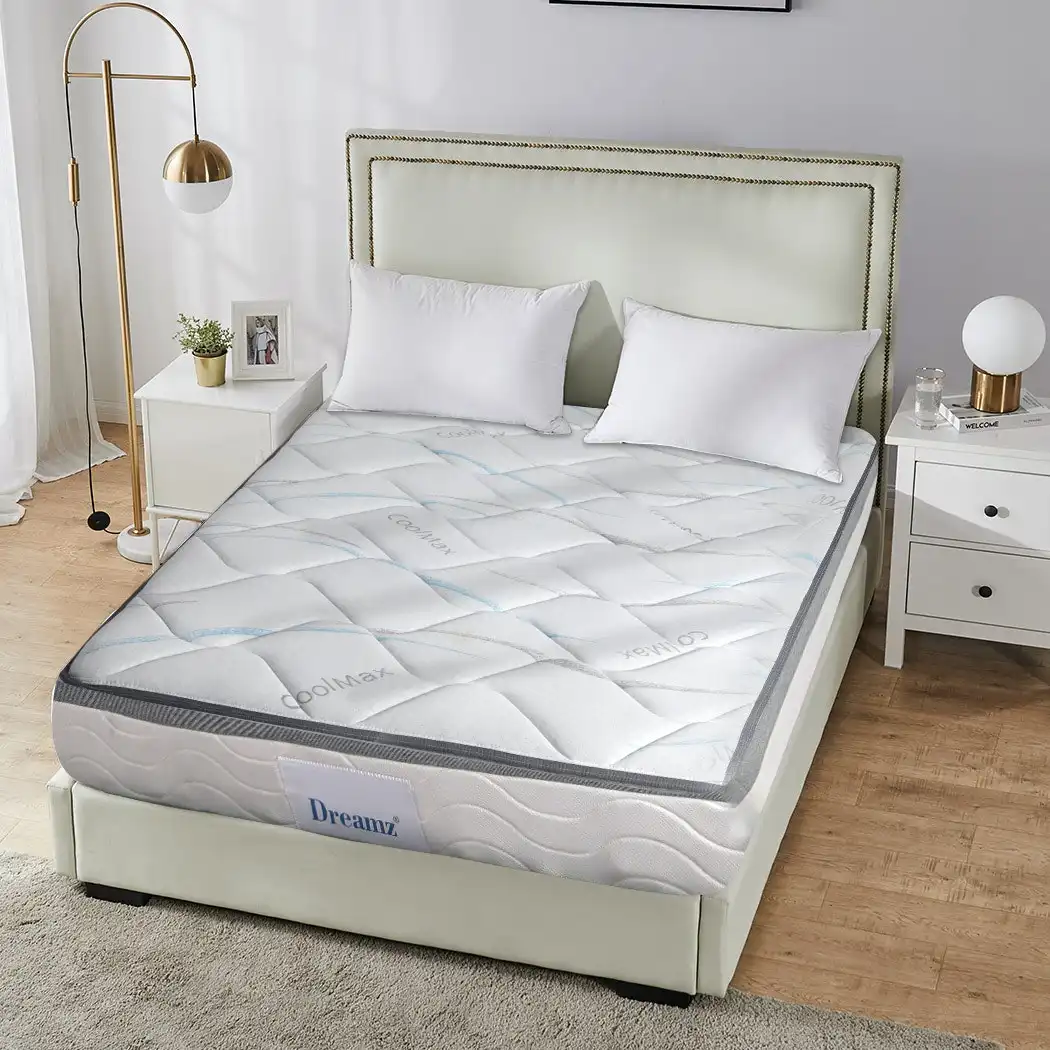 Dreamz Spring Mattress Bed Pocket Tight Top Foam Medium Firm King Single 25CM