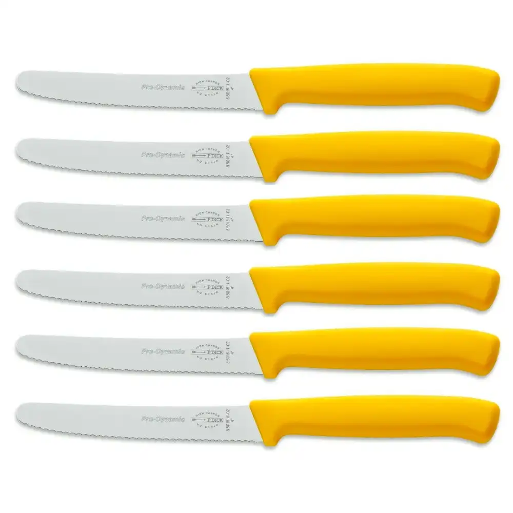 F DICK Fdick Micro Serrated Utility Steak Knives Knife Tomato Yellow X 6