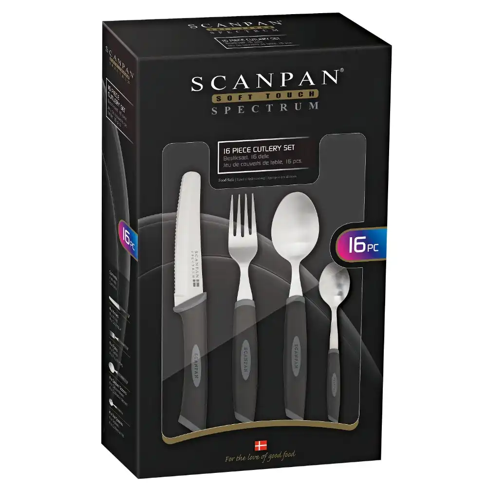 New Scanpan Spectrum Black 16 Piece Kitchen Cutlery Set 16pc