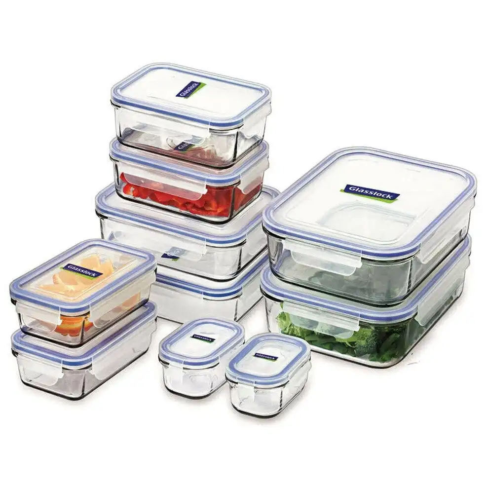 Glasslock Tempered Glass w/Lid Food Box/Storage/Container Set BPA Free 10pc