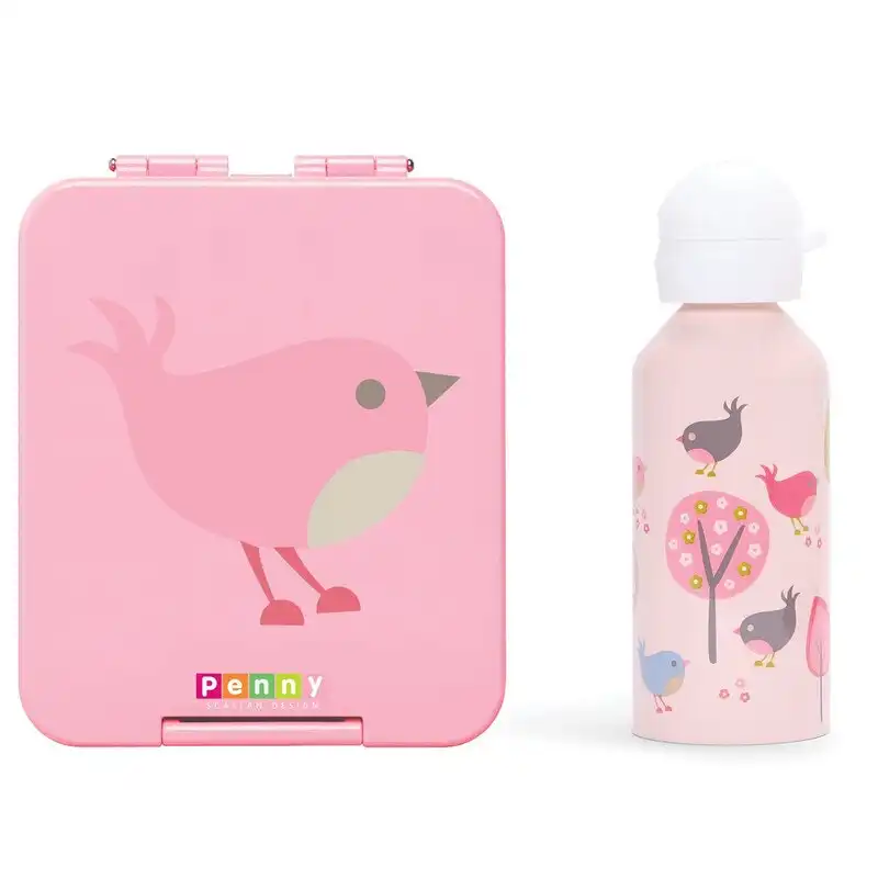 Penny Scallan Medium Bento Box & Drink Bottle - Chirpy Bird