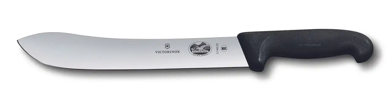 Victorinox Butchers Knife, 36cm Wide Tip Blade, Fibrox - Black